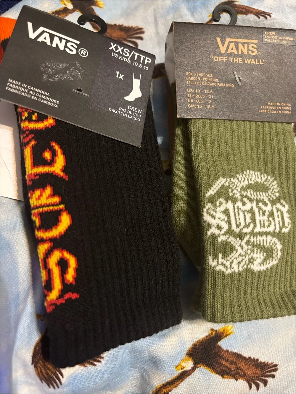 2 pairs of boys vans crew socks 10.5-13 nwt